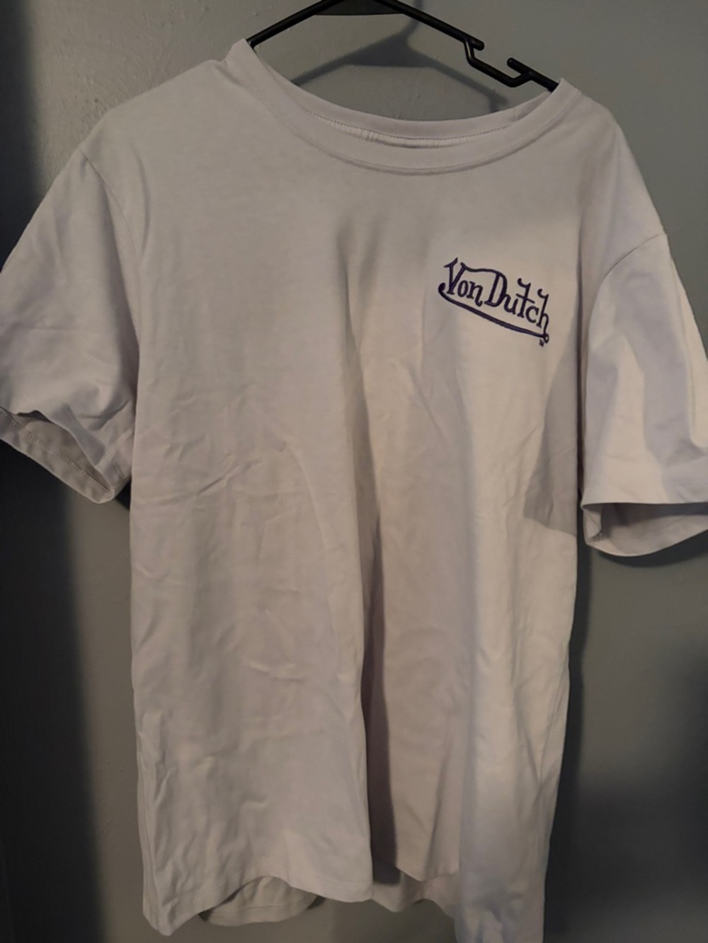 Von Dutch White T-Shirt with Purple Chest Logo